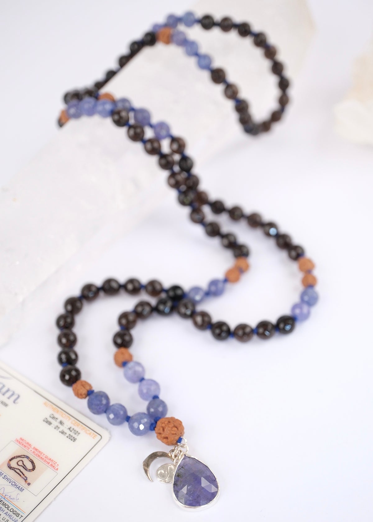 MAHADEV & the Third eye Mala | Tanzanite, Smoky Quartz & Rudraksha Mala