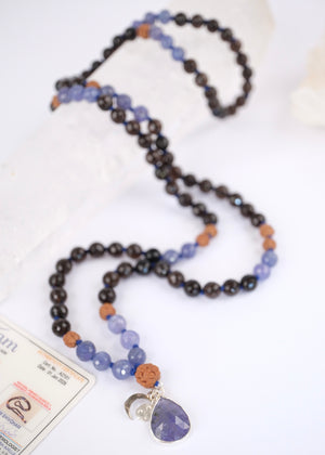 MAHADEV & the Third eye Mala | Tanzanite, Smoky Quartz & Rudraksha Mala