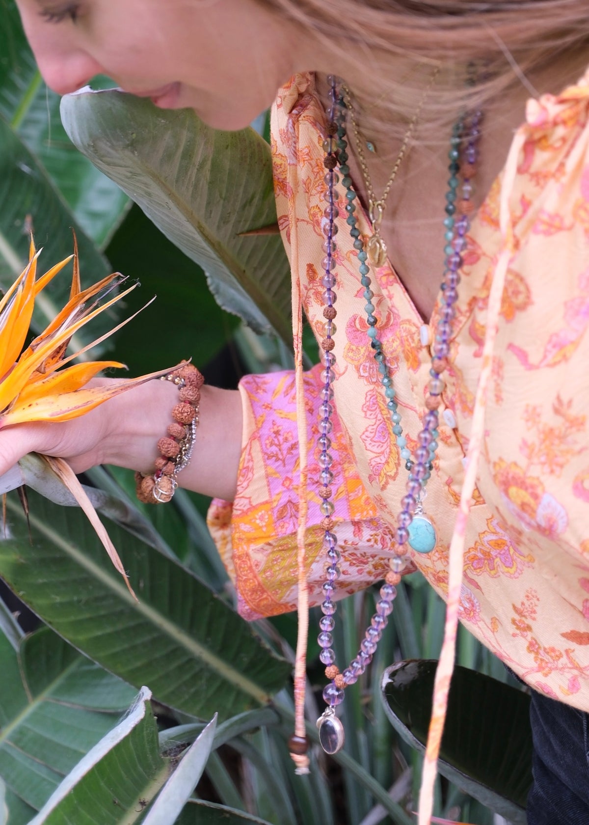 PRAKASH Pure Light Energy Mala | with Ametrine, Fluorite & Rudraksha