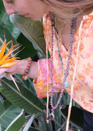 PRAKASH Pure Light Energy Mala | with Ametrine, Fluorite & Rudraksha