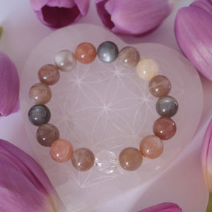 CHANDRA KALA Bracelet 'The Light of the Moon' | 12mm Moonstone with Herkimer