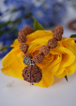 AUM SADASHIVA Eternally Auspicious Japa Meditation Mala | 9mm Mala beads, Nepal 5 Mukhi Guru bead 17mm