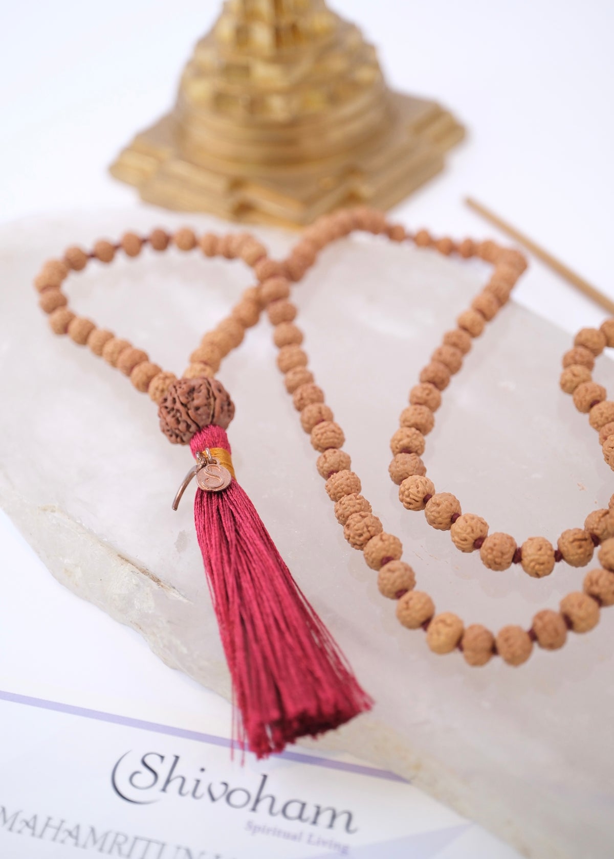 Premium 7 Mukhi Mala for Abundance. Rudraksha Beads from Nepal and Indonesia for Goddess Lakshmi with Shivoham Mantra cards
