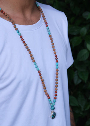 The TRIBAL Mala | Elders and Keepers of the Faith | Persian Turquoise, Red Jasper, Rudraksha