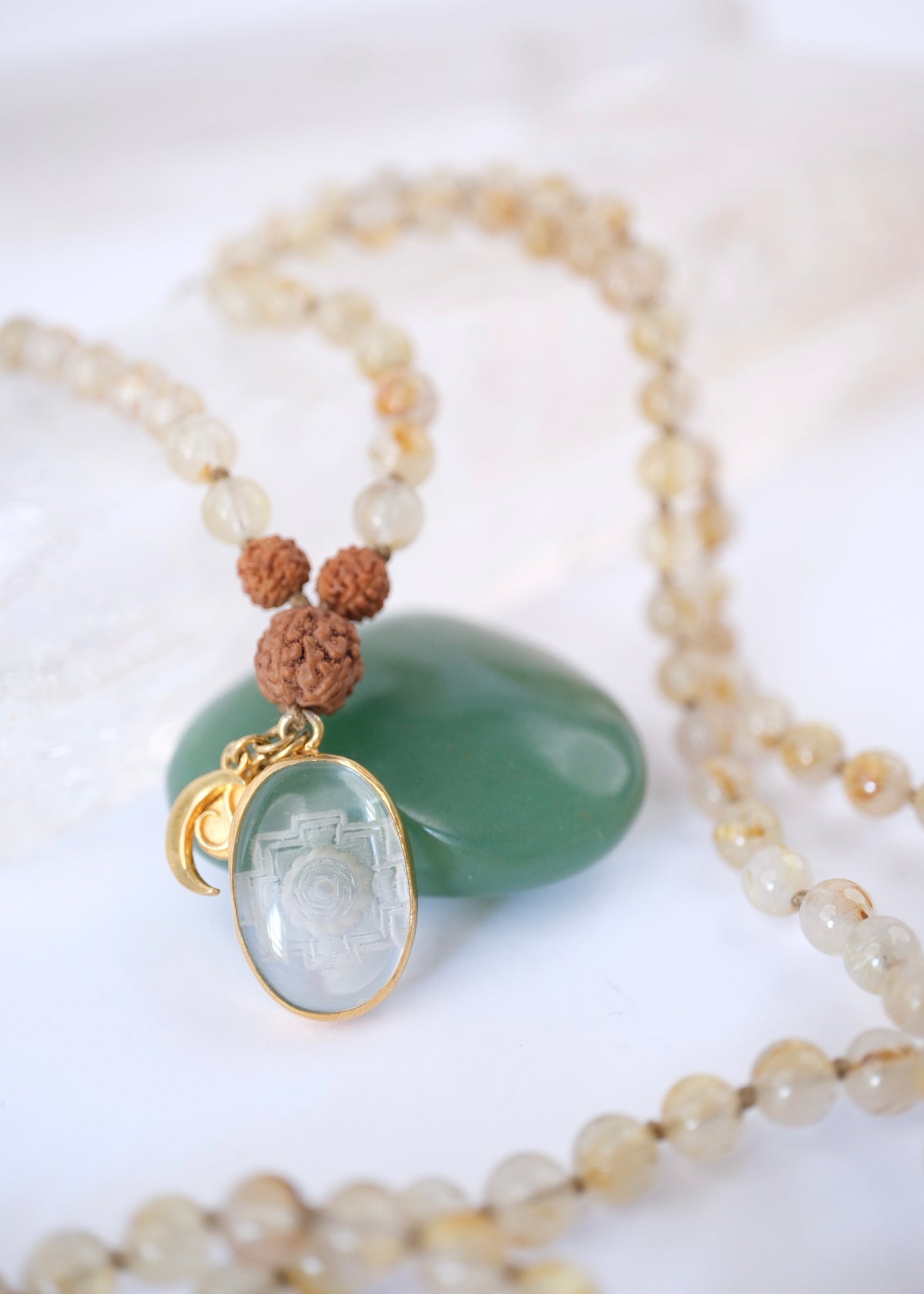Blessing for the Healer | Gold in Quartz, Sri Yantra Pendant