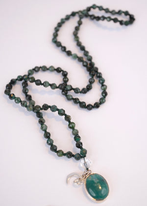EKAANTA Mala | Finest Persian Turquoise Pendant and Emerald