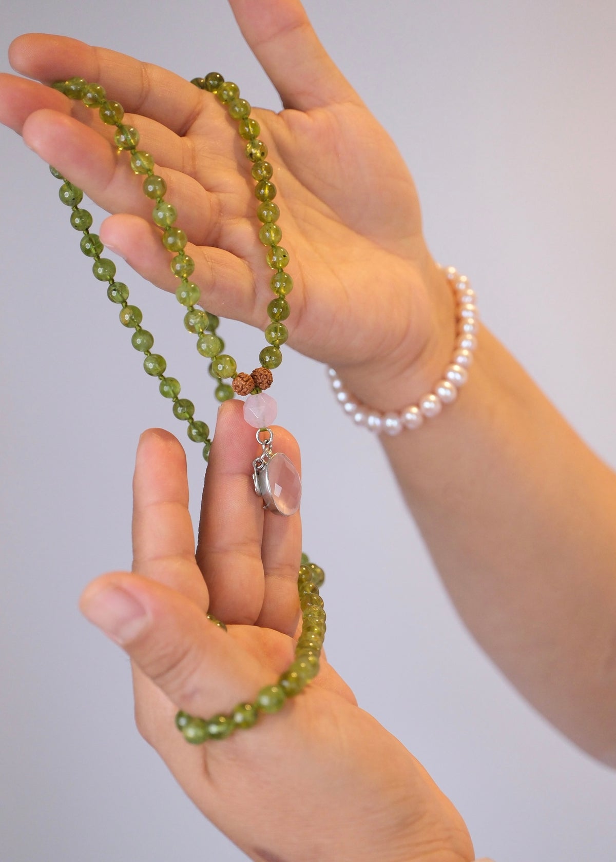 BHUVANESHWARI Goddess of the World Mala | Peridot, Lavender, Rose Quartz