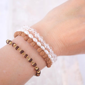 YOGA Bracelet | Pearl, Herkimer Quartz, Rudraksha