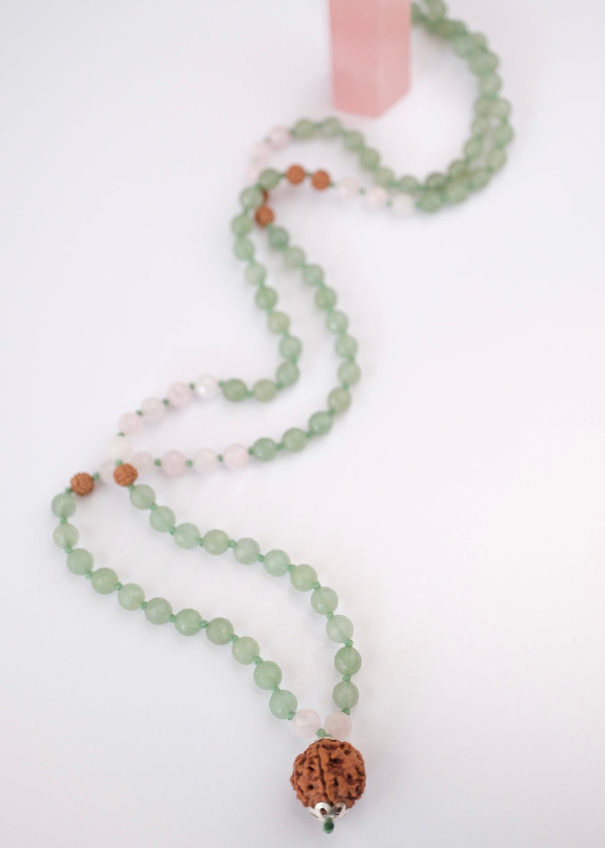 ANAHATA CHAKRA Heart Mala | Aventurine, Rose Quartz, Rudraksha