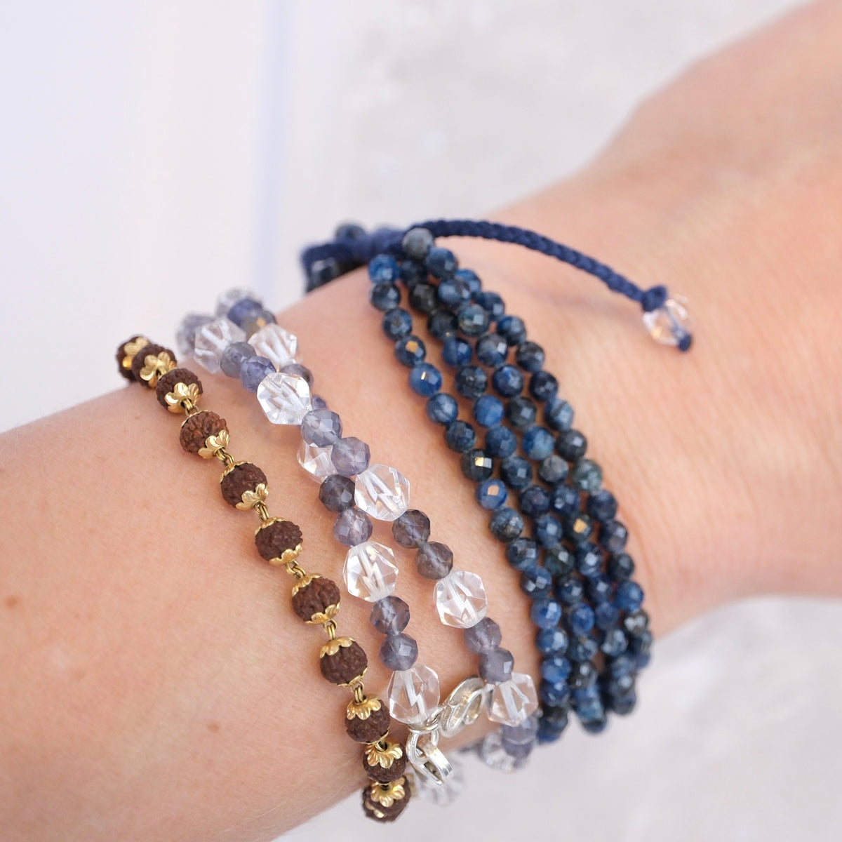 Light of the Shaman | Iolite, Herkimer Quartz wrap bracelet