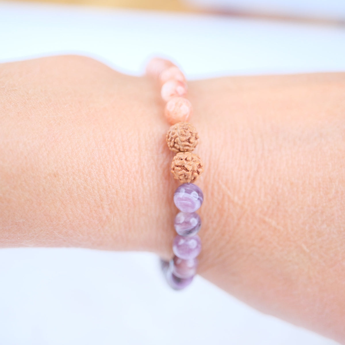 SANTOSH | Sunstone, Charoite, Rudraksha Bracelet