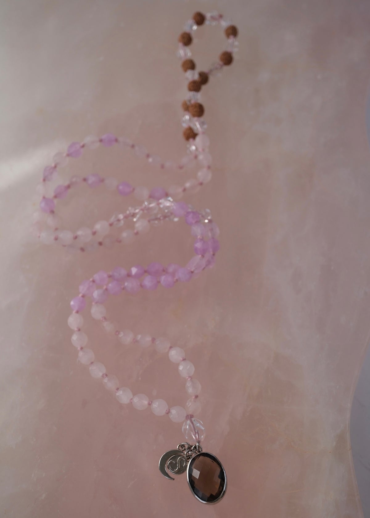 BHAVA Radiating Positivity Mala | Amethyst Herkimer, Smoky &amp; Rose Quartz