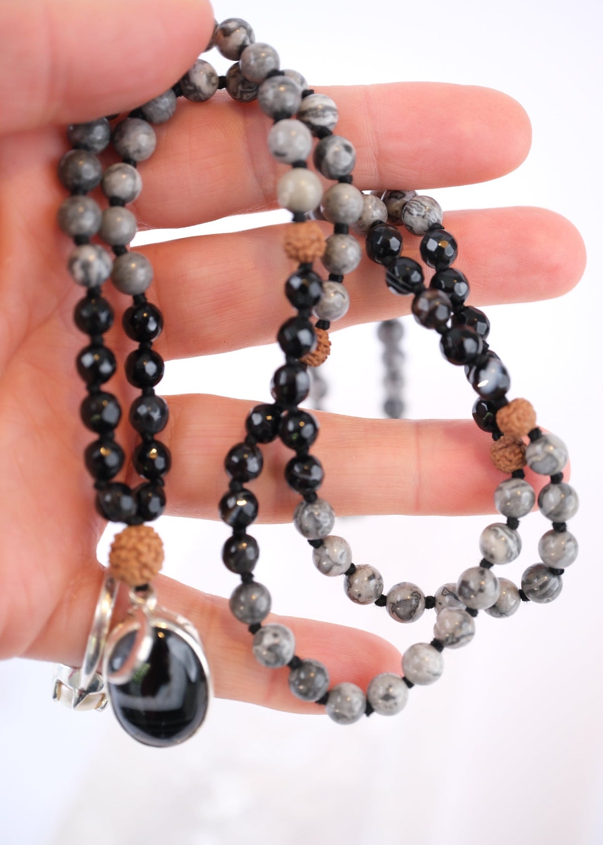 ADI YOGI Mala | Purpose & Protection | Map Stone, Onyx, Rudraksha