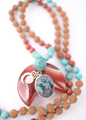 The TRIBAL Mala | Elders and Keepers of the Faith | Persian Turquoise, Red Jasper, Rudraksha