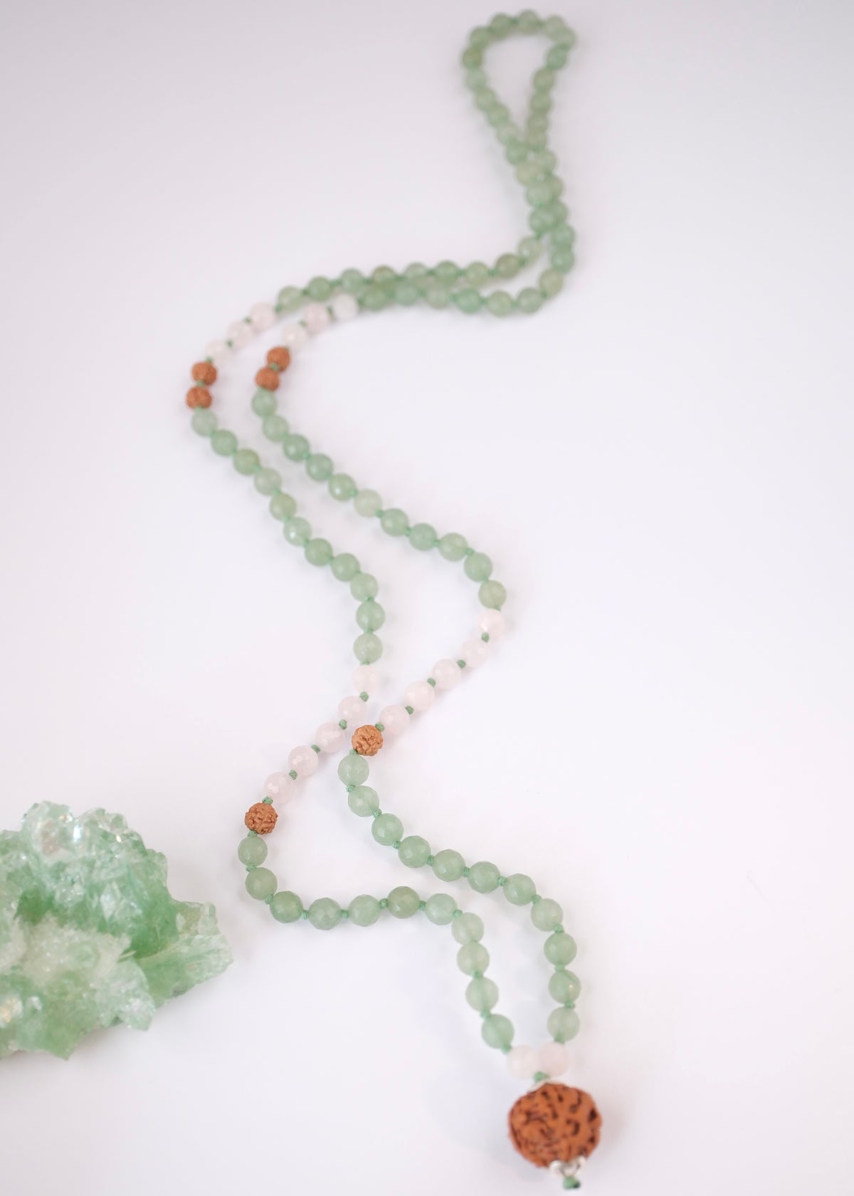 ANAHATA CHAKRA Heart Mala | Aventurine, Rose Quartz, Rudraksha