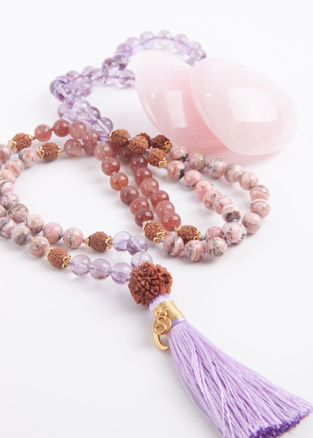 ANAND LAKSHMI Abundance, Divine Feminine Mala | Lakshmi Guru bead &amp; other profound rare crystals