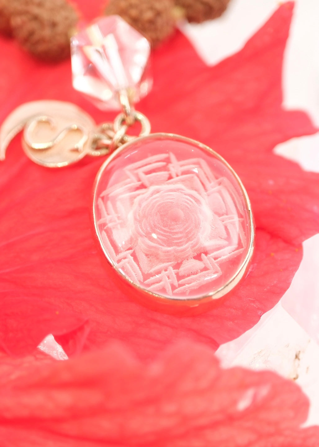 SRI YANTRA MEDITATION| Rudraksha with hand-carved Sri Yantra &amp; Herkimer