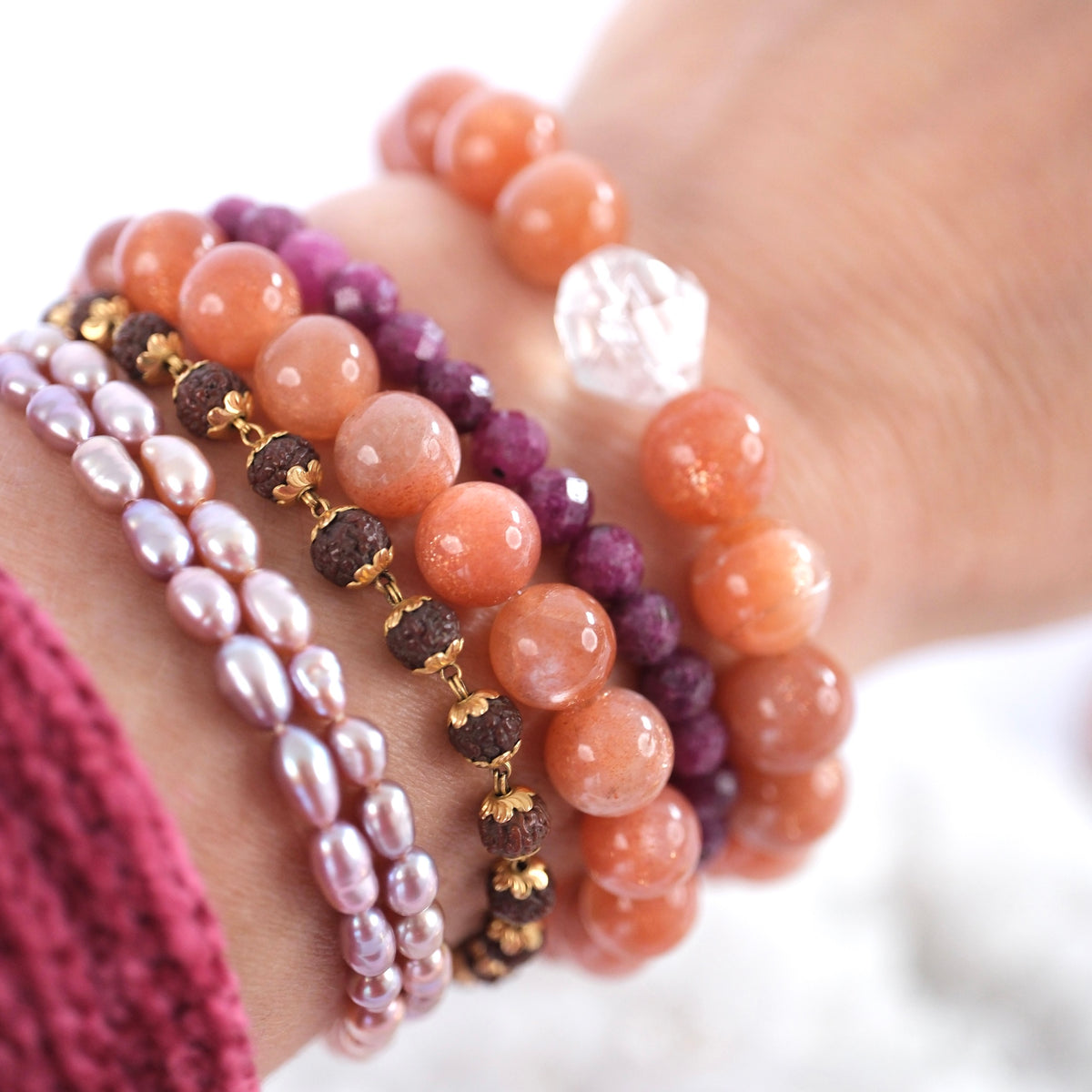 SURYA Blessings Bracelet 'The Radiant Blessing Sun' | 10mm Sunstone, Herkimer Quartz bracelet