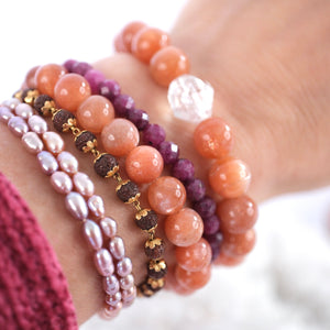 SURYA Blessings Bracelet 'The Radiant Blessing Sun' | 10mm Sunstone, Herkimer Quartz bracelet
