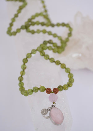 BHUVANESHWARI Goddess of the World Mala | Peridot, Lavender Amethyst, Rose Quartz