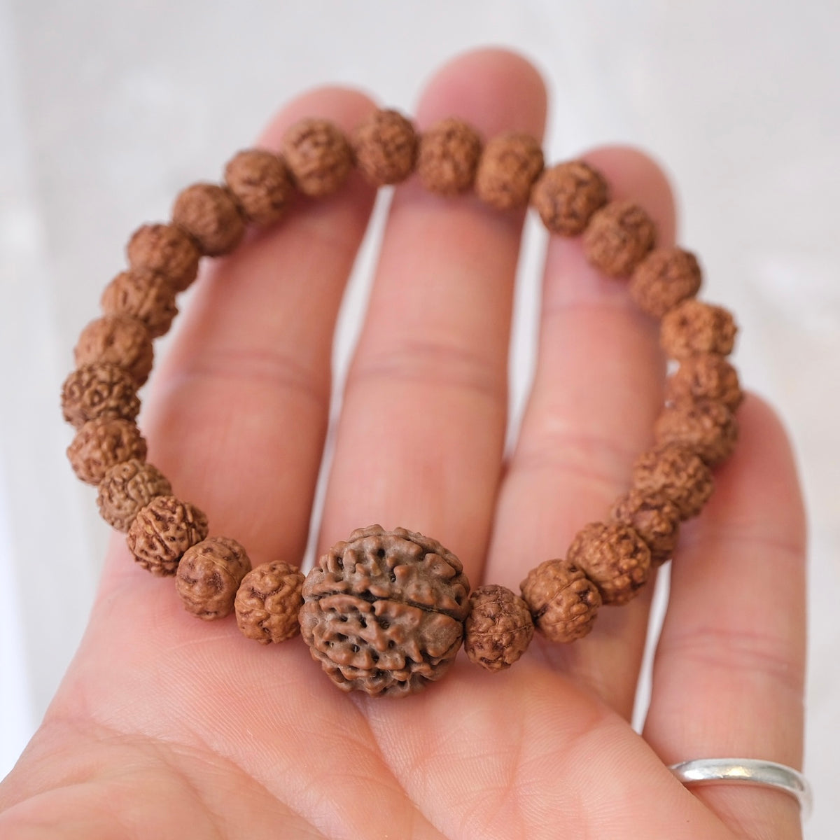 TEMPLE Collection LAKSHMI 7 Mukhi Nepal Guru bead with 7 Mukhi from Indonesia | Rudraksha bracelet