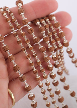 Sterling silver capped seven mukhi rudraksha