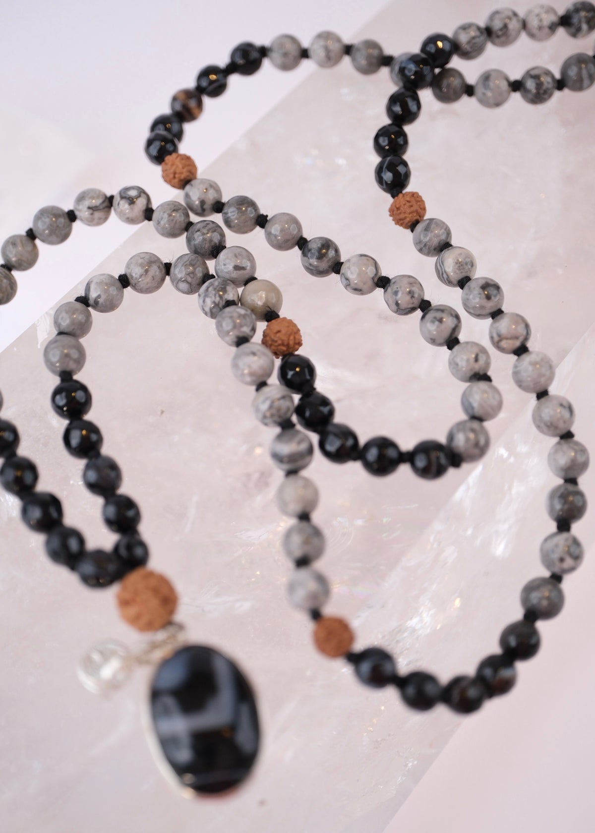 ADI YOGI Mala | Purpose & Protection | Map Stone, Onyx, Rudraksha