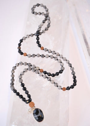ADI YOGI Mala | Purpose & Protection | Map Stone, Onyx, Rudraksha