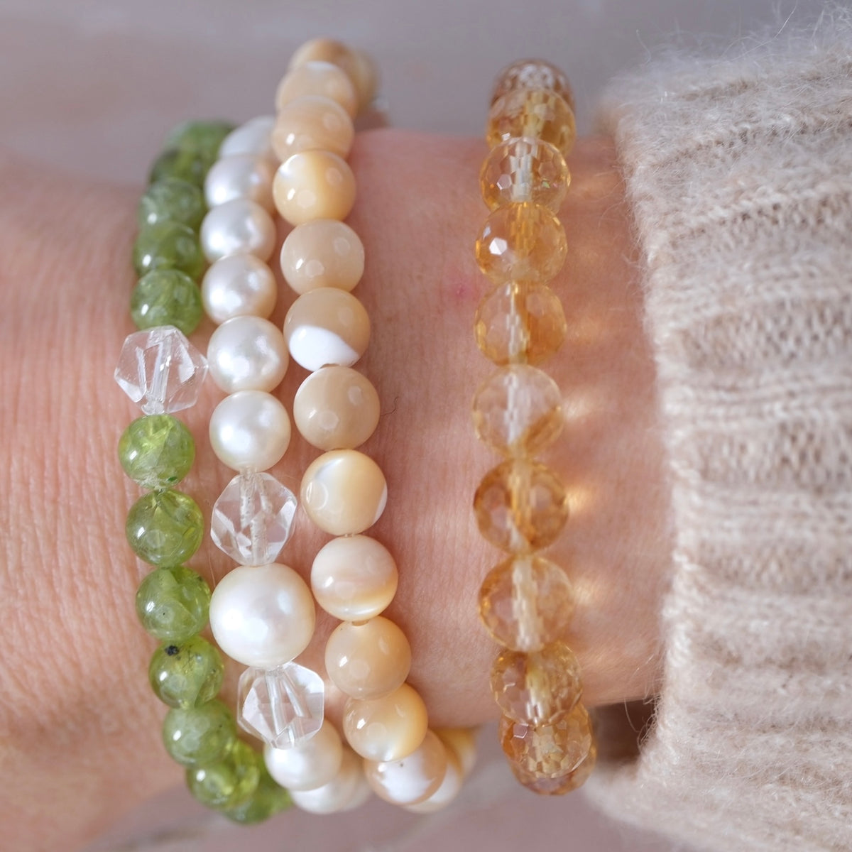 NECTRAR Peridot and Herkimer Bracelet