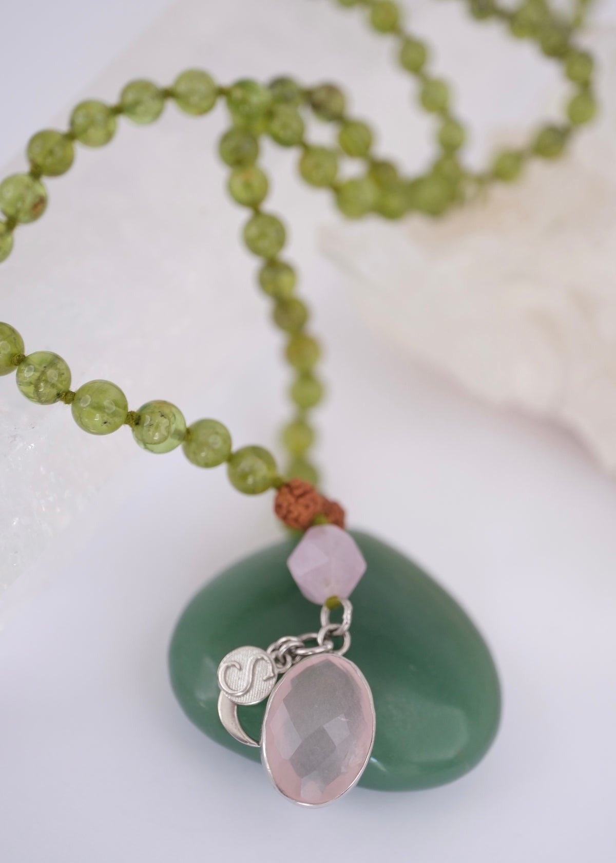 BHUVANESHWARI Goddess of the World Mala | Peridot, Lavender Amethyst, Rose Quartz