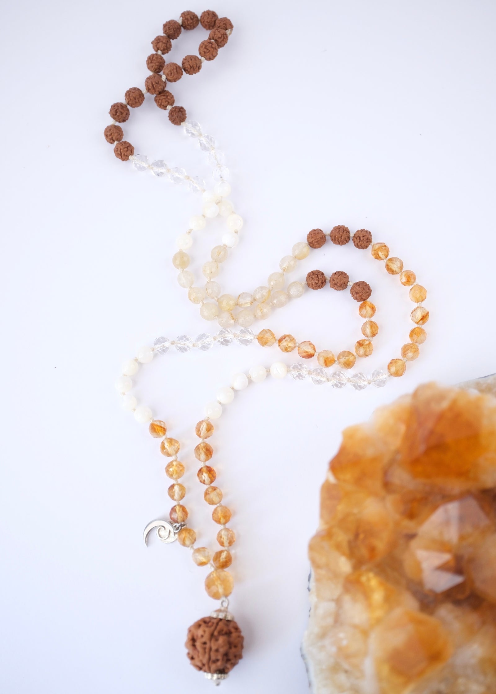 PRAJNA Saraswati Wisdom Mala for Harmony and Creativity | Nepal Rudraksha pendant