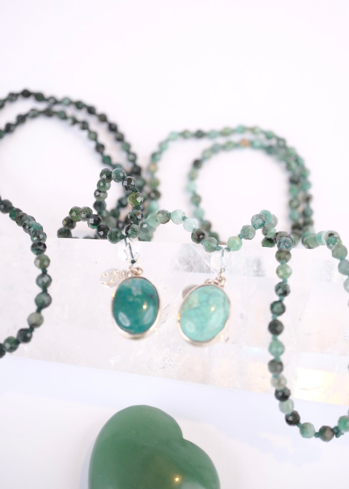 EKAANTA Mala | Finest Persian Turquoise Pendant and Emerald