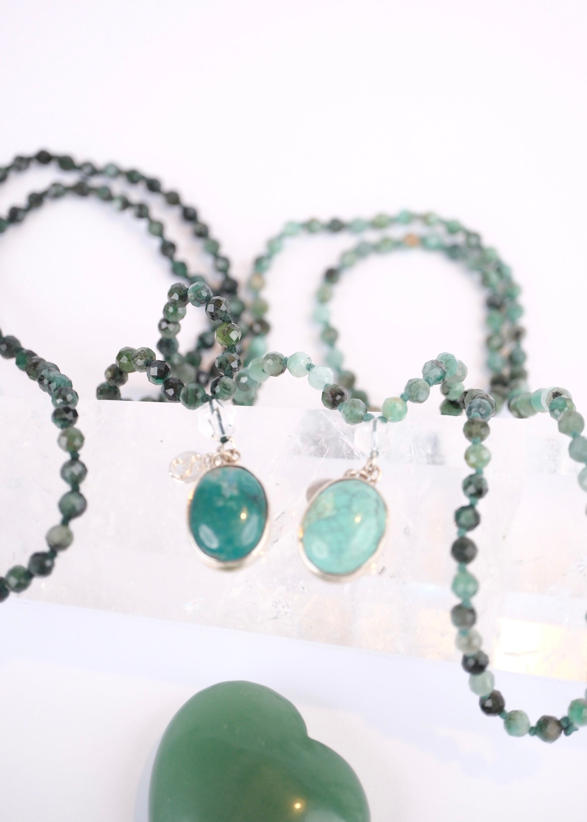 EKAANTA Mala | Finest Persian Turquoise Pendant and Emerald