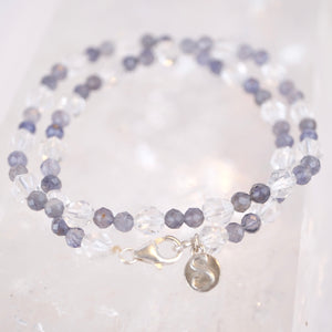 Light of the Shaman | Iolite, Herkimer Quartz wrap bracelet