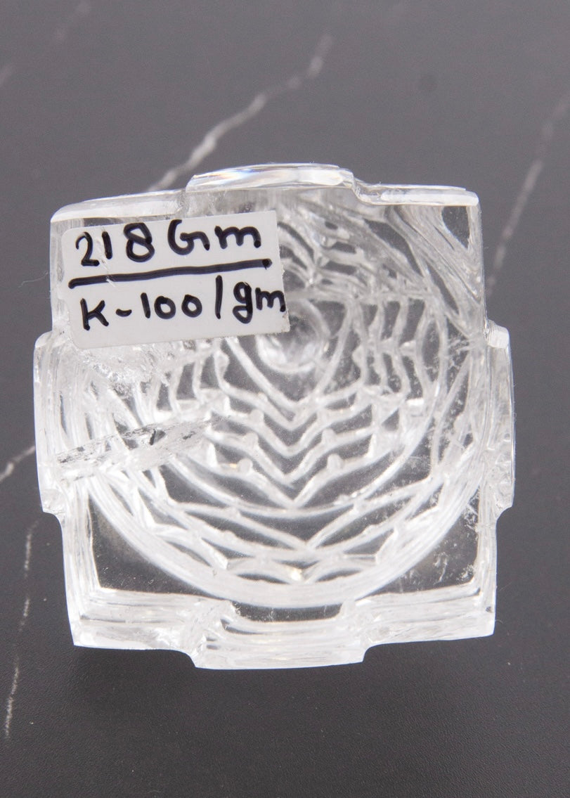 SRI YANTRA | Magnificent Himalayan Clear Quartz. Hand Carved