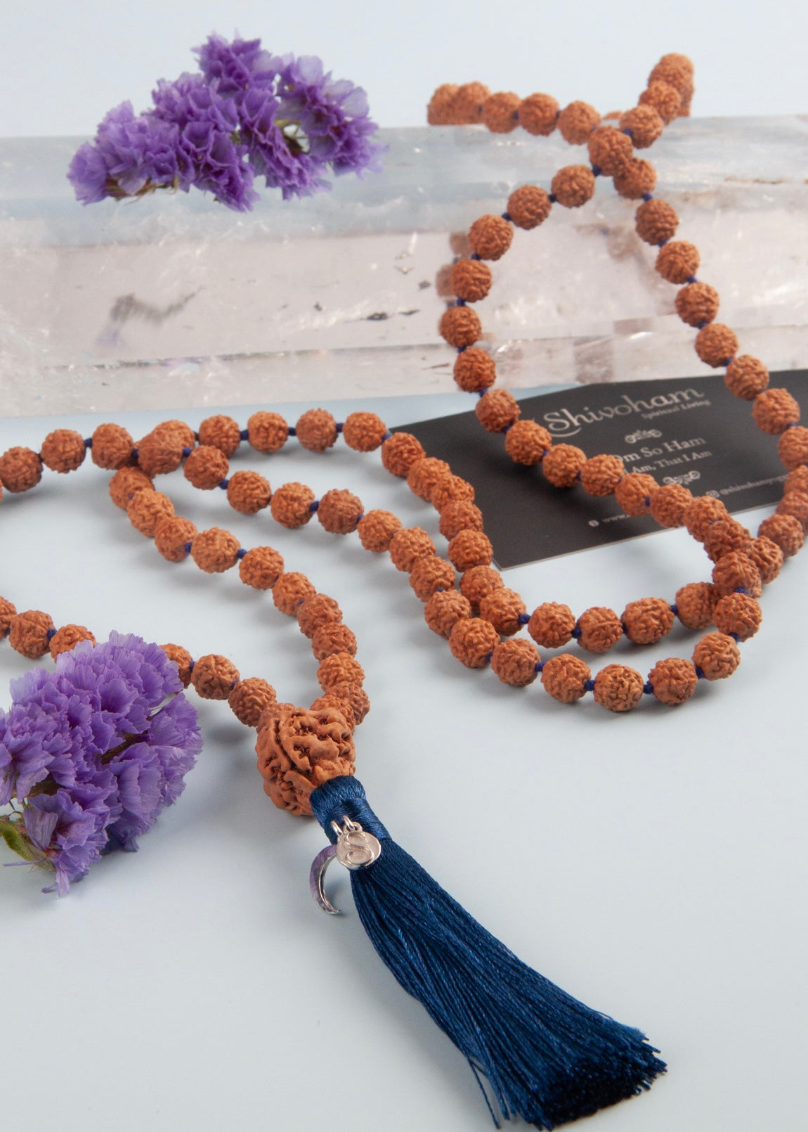 LIFE CHANGING 3 Mukhi Rudraksha | Large Meditation Mala | Trinity; Brahma Vishnu Mahesh. Past Present Future.