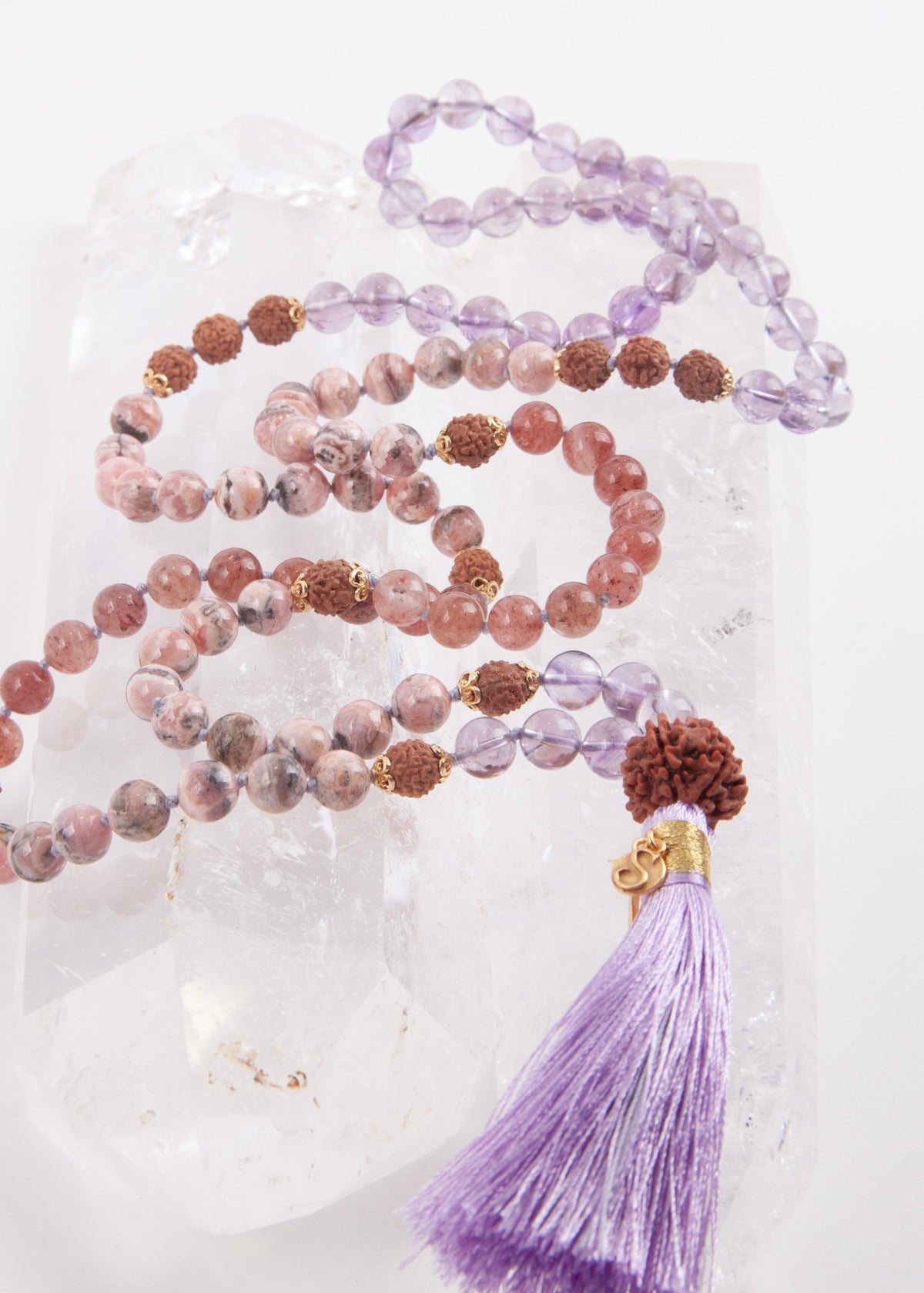 ANAND LAKSHMI Abundance, Divine Feminine Mala | Lakshmi Guru bead &amp; other profound rare crystals