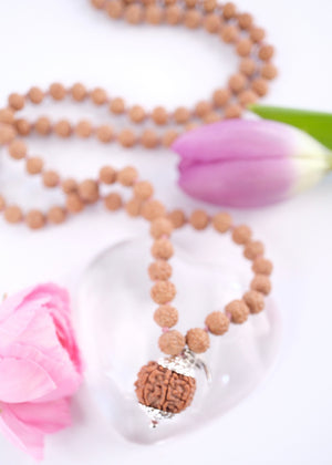 MAHALAKSHMI ‘The Goddess of Abundance' Japa Mala | Nepal 7 Mukhi Rudraksha Guru bead