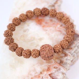 TEMPLE Collection LAKSHMI 7 Mukhi Nepal Guru bead with 5 Mukhi from Indonesia | Rudraksha bracelet