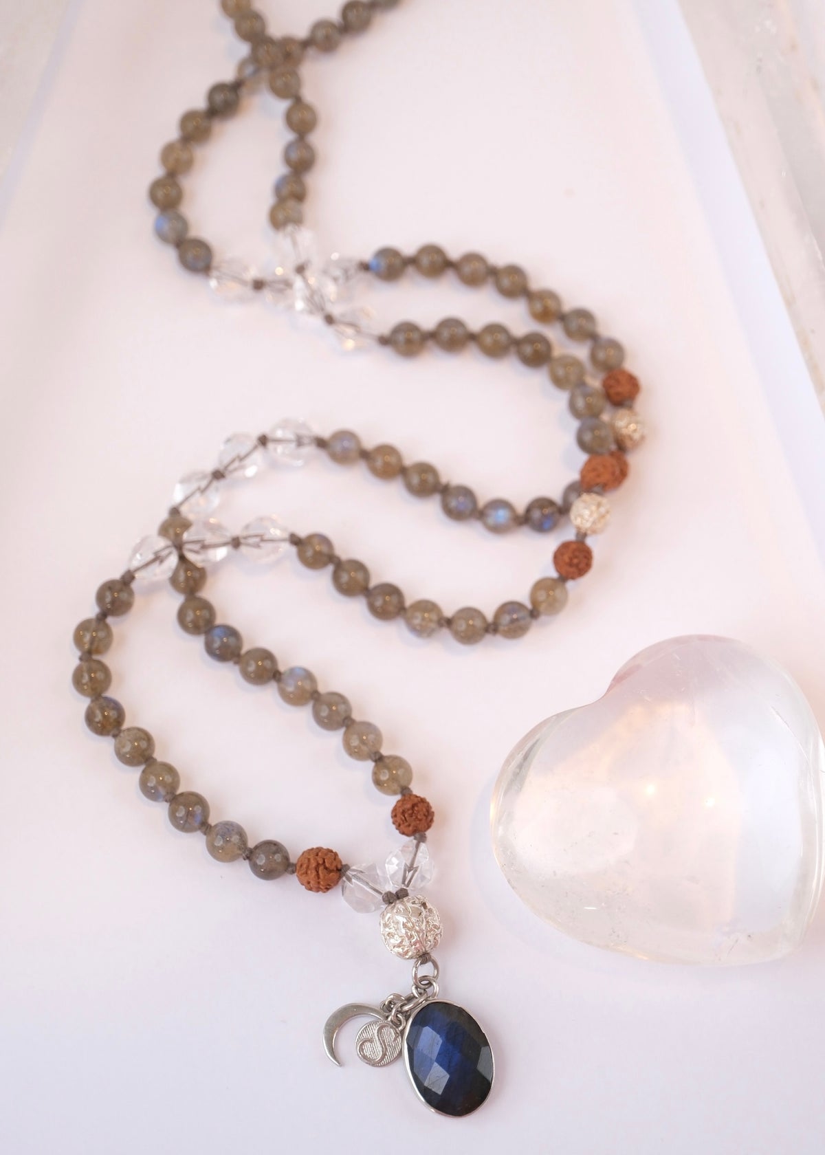 ORION STAR SEEDS Mala | Labradorite, Herkimer, Silver, Rudraksha | Made for Visionaries
