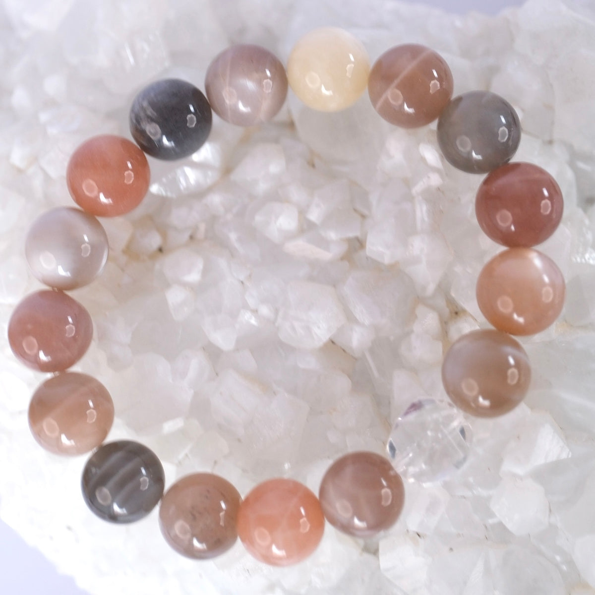 CHANDRA KALA Bracelet 'The Light of the Moon' | 12mm Moonstone with Herkimer