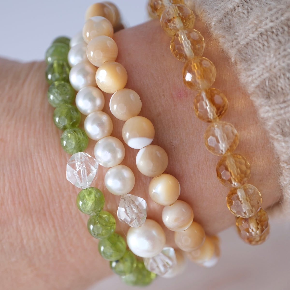 NECTRAR Peridot and Herkimer Bracelet