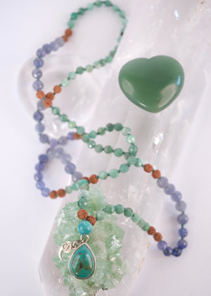 ABHYUDAYA 'The Mala of Destined Success' | Turquoise, Emerald, Tazanite, Iolite and Rudraksha