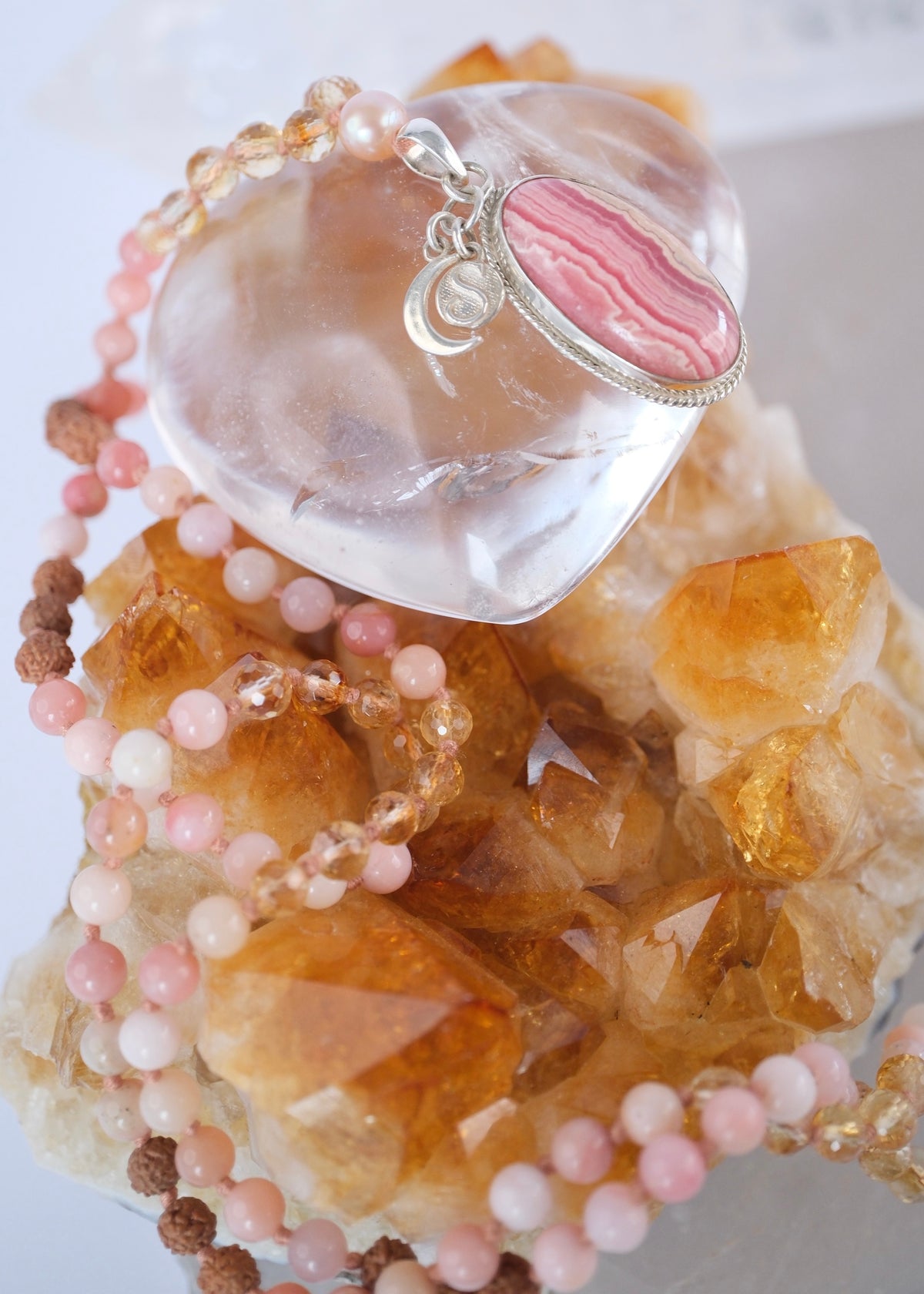 ATMA PREMA ‘The Sacred Self Love’ Mala | Rhodochrosite, Citrine, Pink Opal