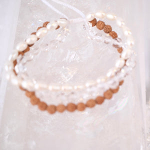 YOGA Bracelet | Pearl, Herkimer Quartz, Rudraksha