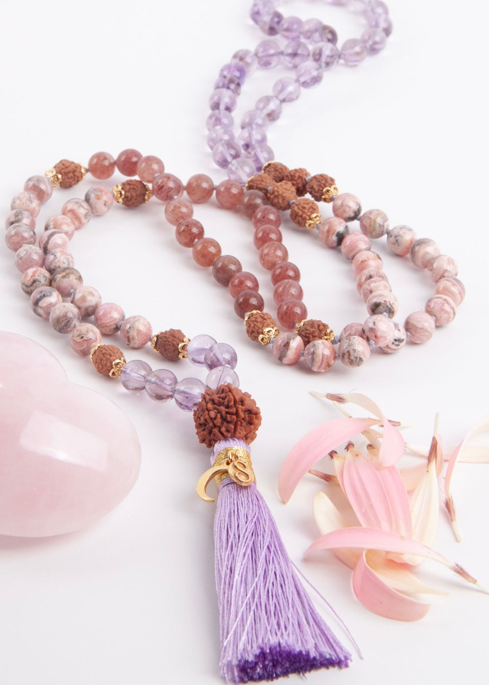 ANAND LAKSHMI Abundance, Divine Feminine Mala | Lakshmi Guru bead &amp; other profound rare crystals