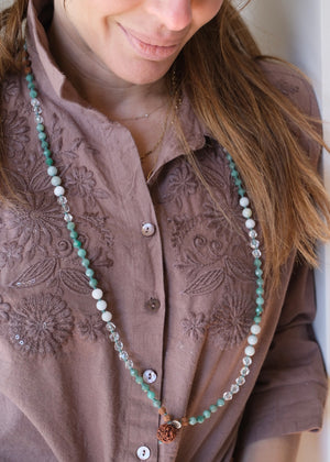 RIDDHI 'The Mala of Vibrant Fortune' | Emerald, Jade, Herkimer and Ganesh Rudraksha