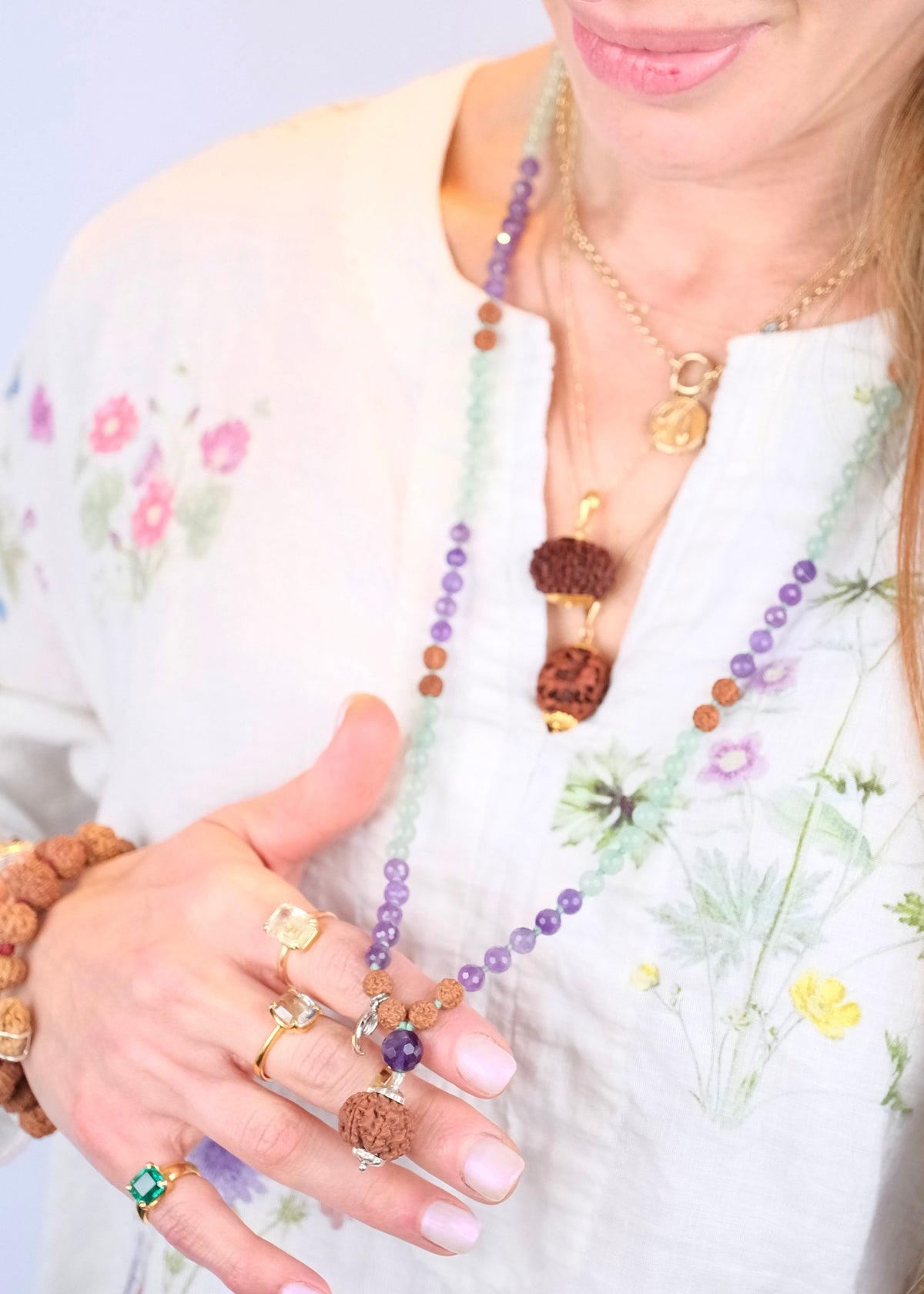 ANAHATA Spiritual Heart | Aventurine, Amethyst, Rudraksha Mala