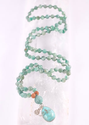 Shivoham Spiritual Jewellery Emerald necklace and Turquoise Pendant Mala