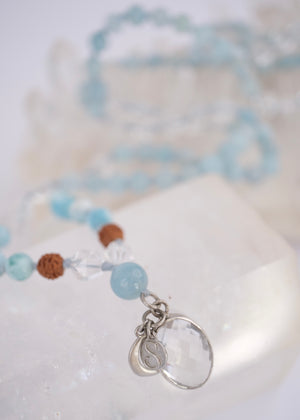ENLIGHTEN Mala | Larimar, Aquamarine, Herkimer & Quartz